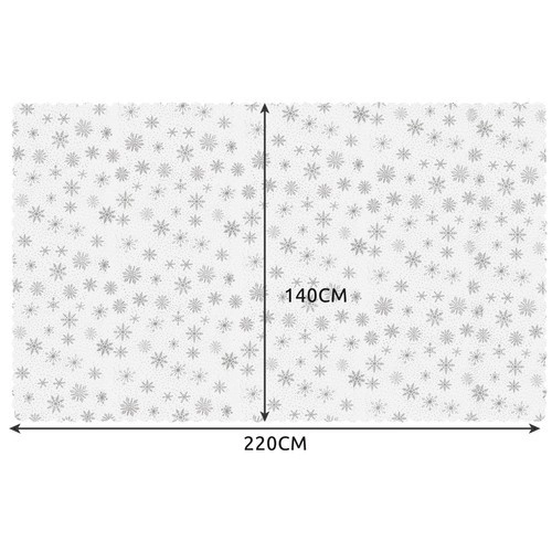 Vianočný biely obrus so striebornými snehovými vločkami, 220 x 140 cm