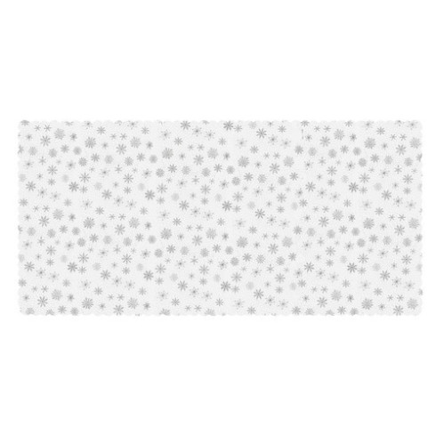 Vianočný biely obrus so striebornými snehovými vločkami, 260 x 140 cm