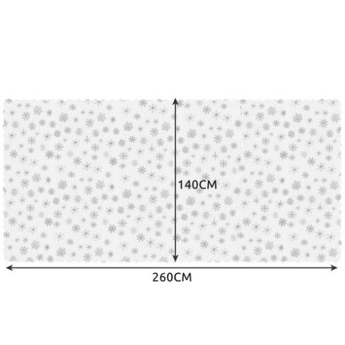 Vianočný biely obrus so striebornými snehovými vločkami, 260 x 140 cm