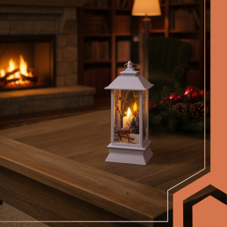 Vianočný LED biely lampáš, 12,5 cm