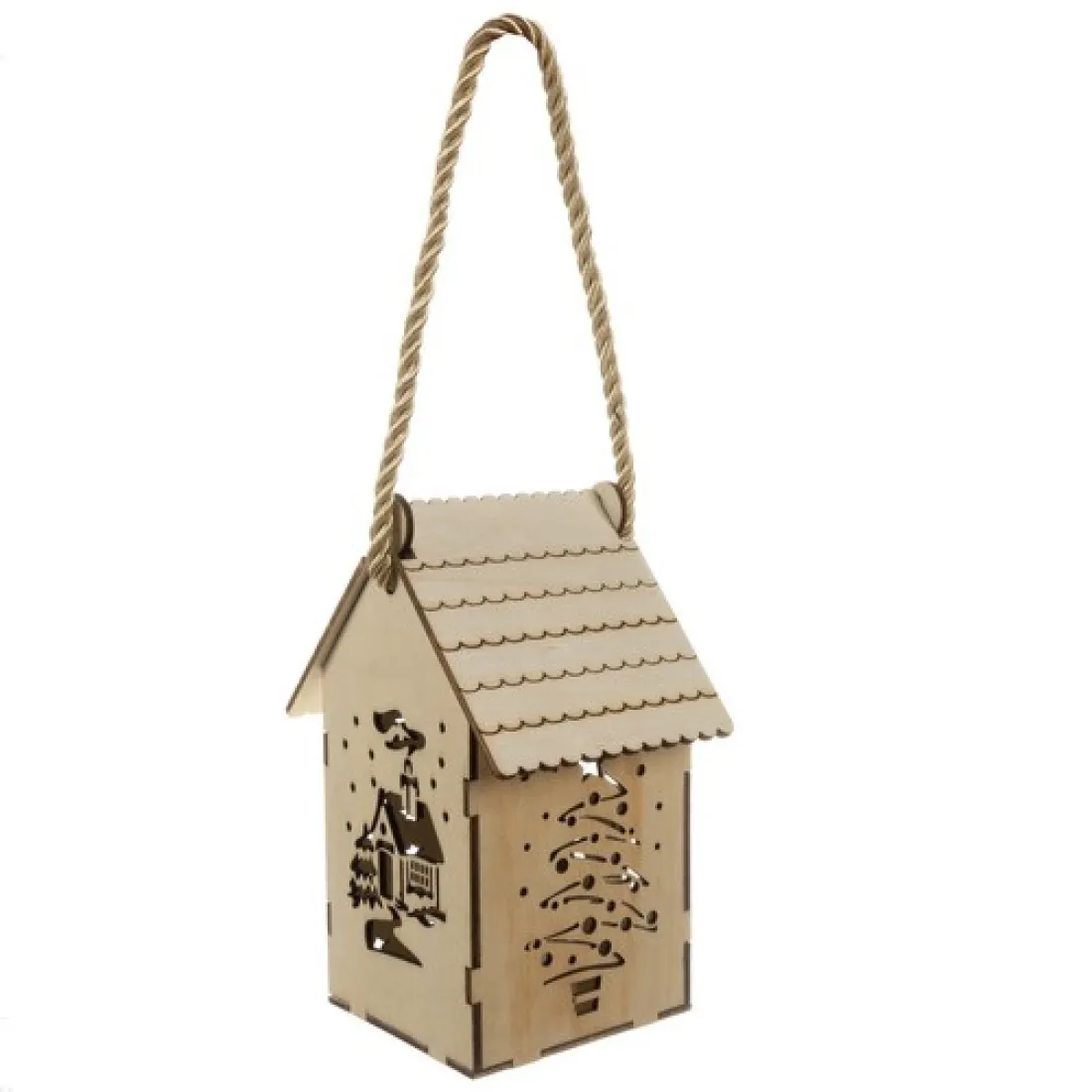 Vianočný LED lampáš - drevený