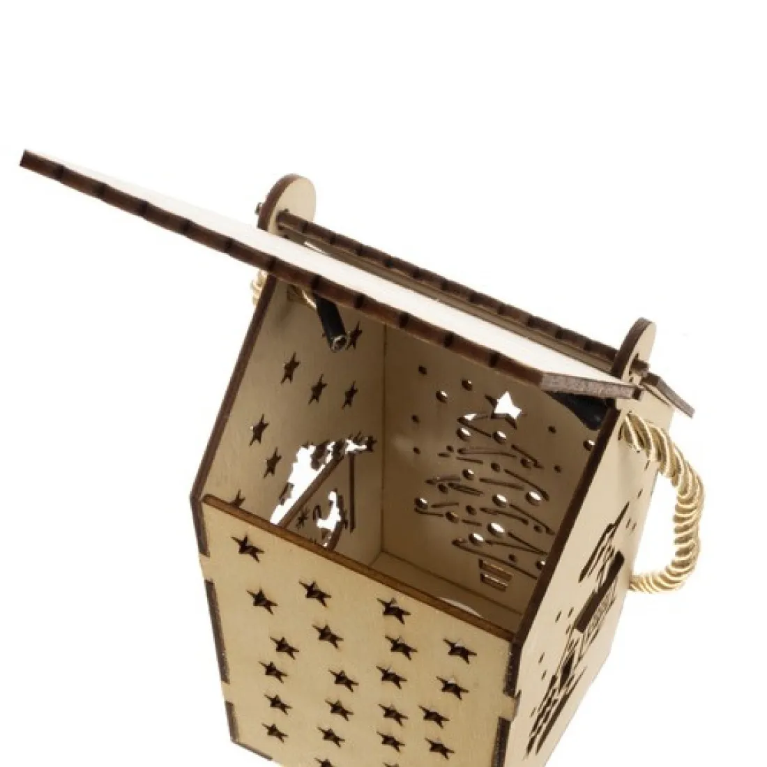 Vianočný LED lampáš - drevený