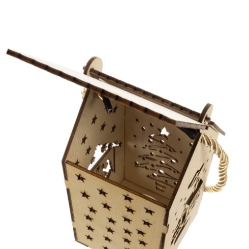 Vianočný LED lampáš - drevený