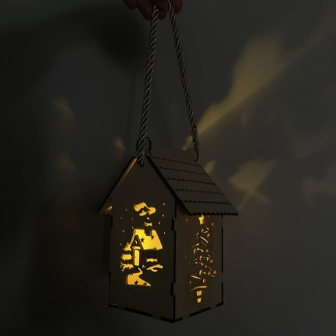 Vianočný LED lampáš - drevený