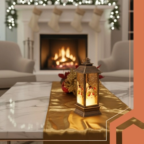 Vánoční LED měděná lucerna, 12,5 cm