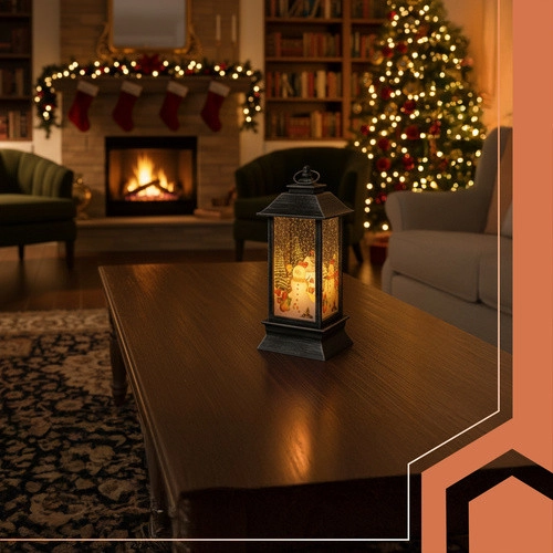 Vianočný LED strieborný lampáš, 12,5 cm