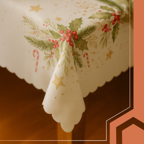 Vianočný obrus 220 × 140 cm, biely