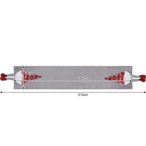Vianočný šedý behúň na stôl Škriatkovia, 180 × 34 cm