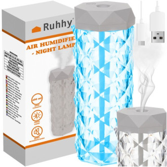 Zvlhčovač vzduchu - krištáľová lampa, RGB, 400 ml