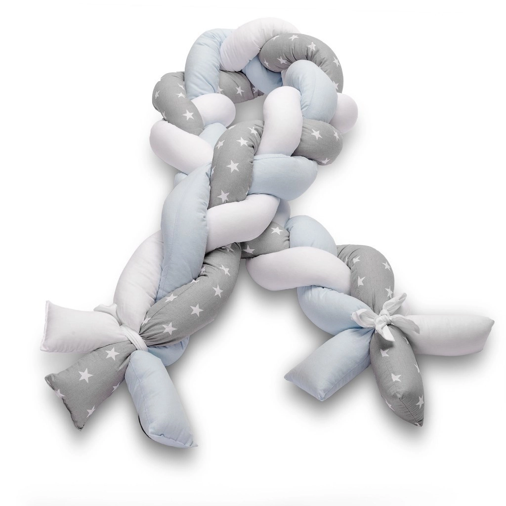 Mantinel do postieľky vrkoč Sensillo 210 cm - modrý hviezdičky