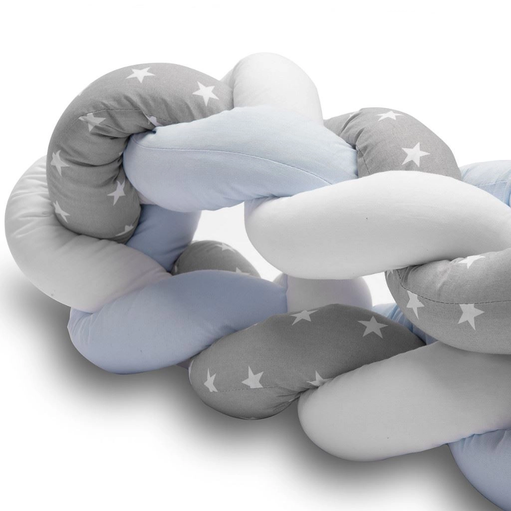 Mantinel do postieľky vrkoč Sensillo 210 cm - modrý hviezdičky