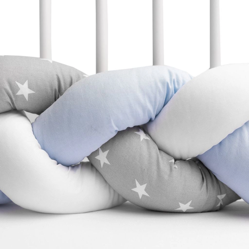 Mantinel do postieľky vrkoč Sensillo 210 cm - modrý hviezdičky