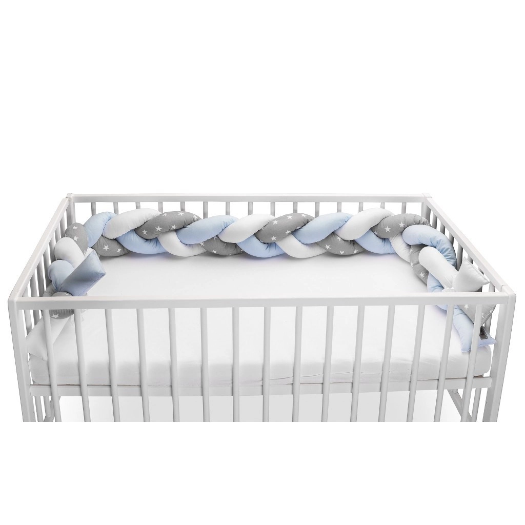 Mantinel do postieľky vrkoč Sensillo 210 cm - modrý hviezdičky
