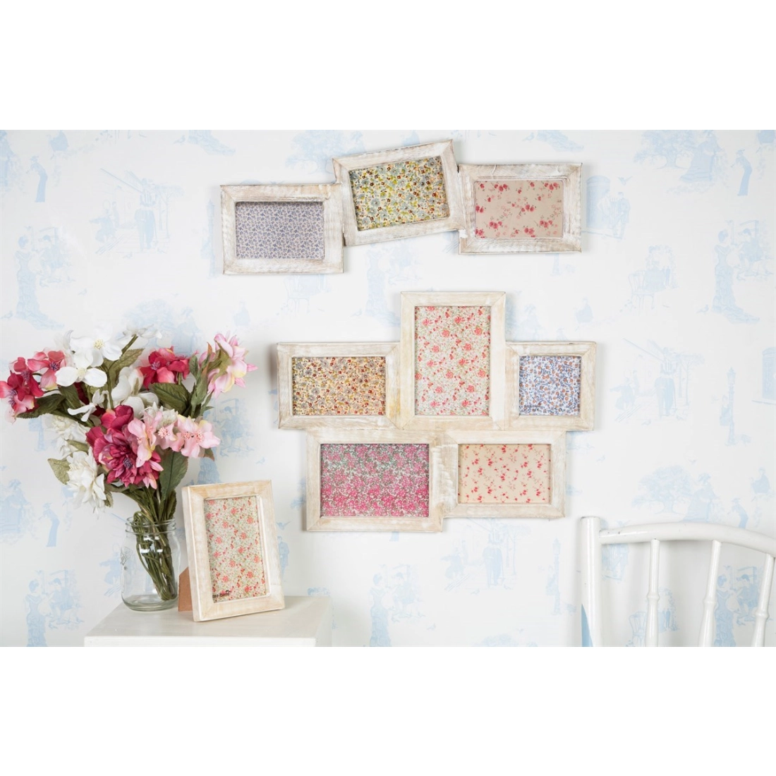 Biely drevený fotorámik - Vintage Rose