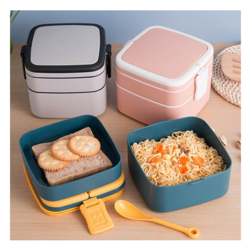 Desiatový box s lyžičkou, 1l - šedý