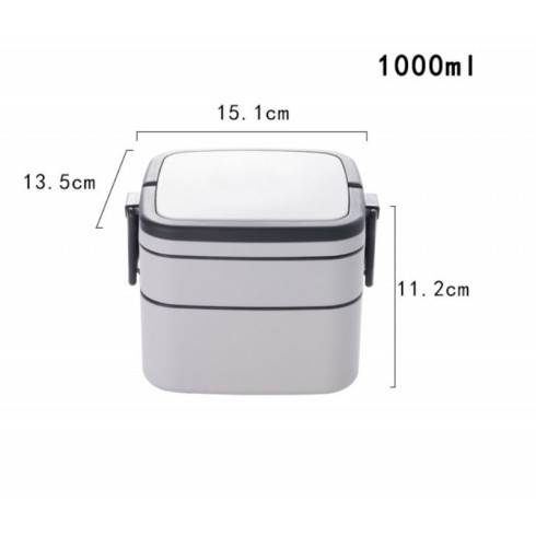 Desiatový box s lyžičkou, 1l - šedý