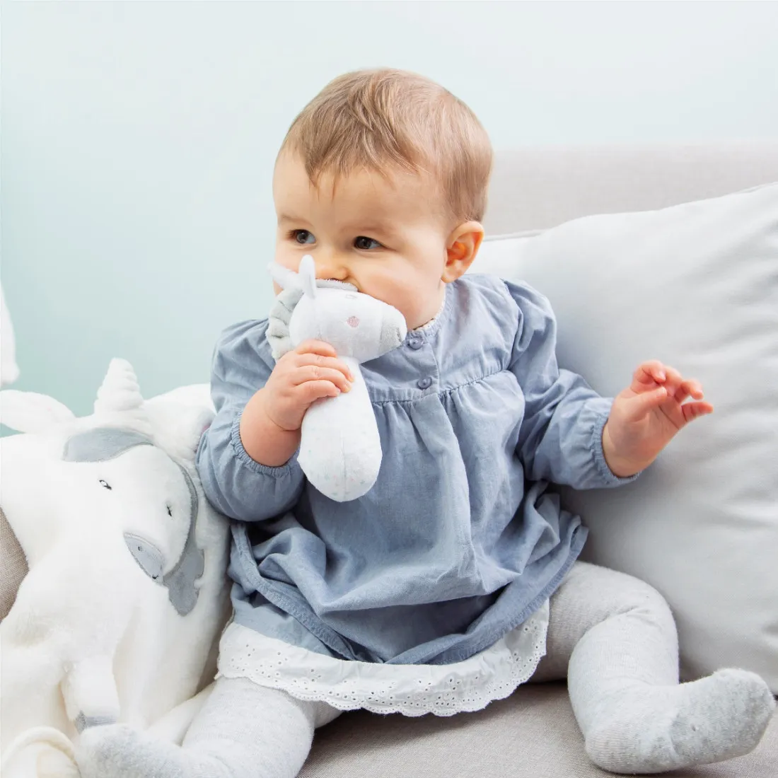 Dětské plyšové chrastítko - jednorožec