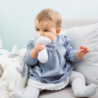 Detská plyšová hrkálka - jednorožec