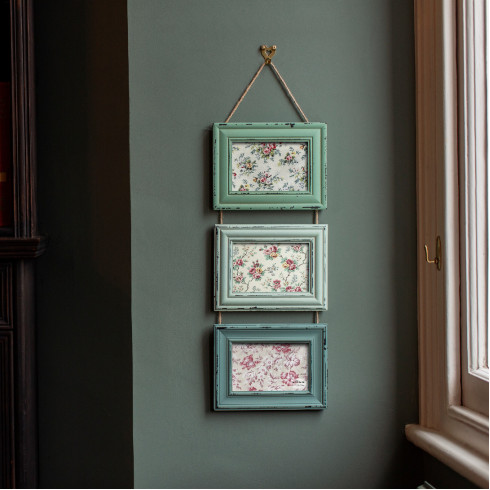 Drevený fotorámik na 3 fotografie Delilah, zelený