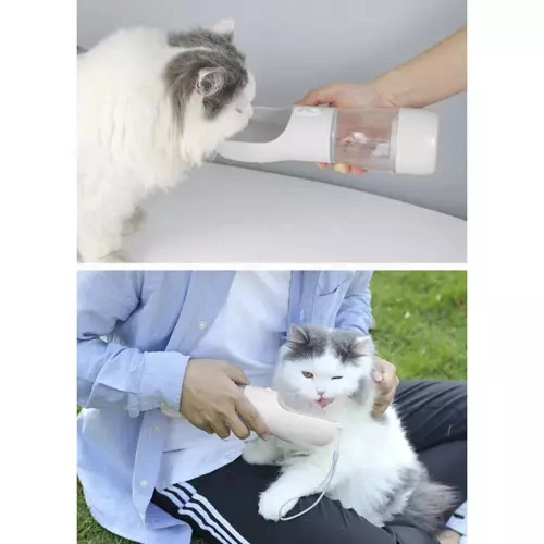 Psí láhev 2v1 300 ml - šedá