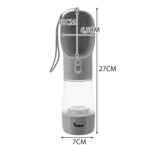 Psí láhev 2v1 300 ml - šedá