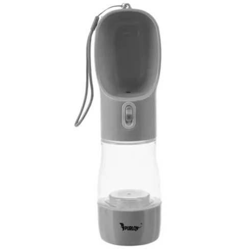 Psí láhev 2v1 300 ml - šedá