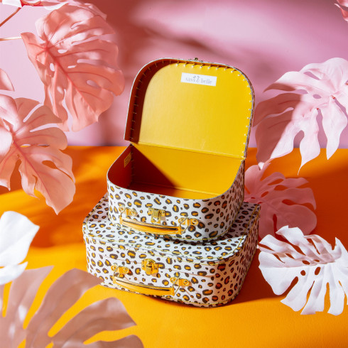 Kartónový kufrík s leopardím motívom - menší