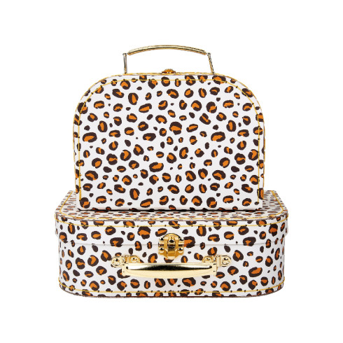 Kartonový kufřík s leopardím motivem - menší