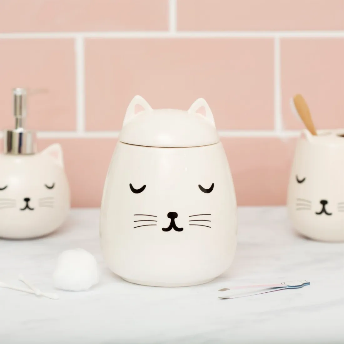 Keramická dóza na odličovacie tampóny Cutie Cat