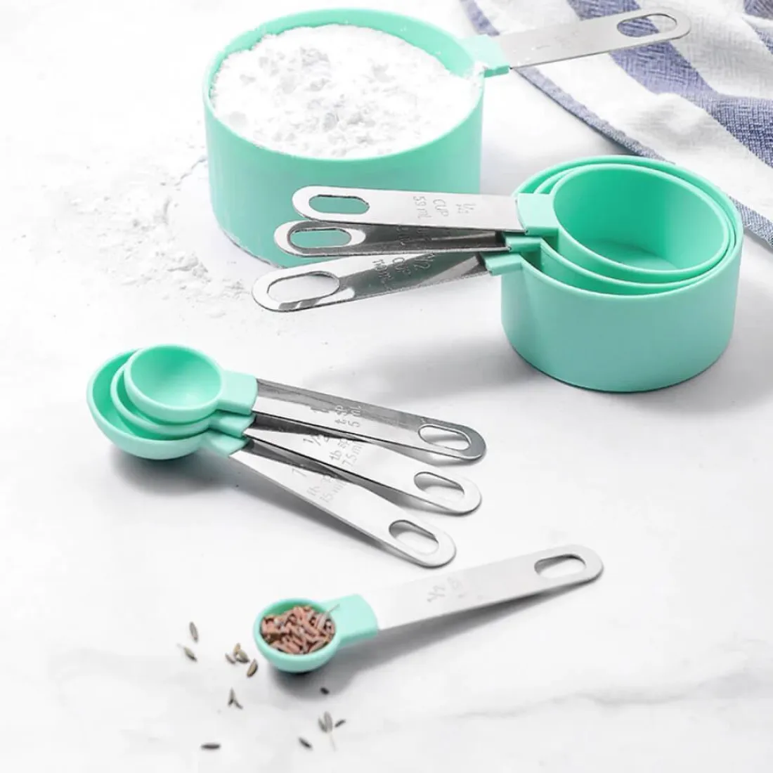 Plastové odmerky - 8 ks, tyrkysové