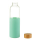 Sklenená fľaša na vodu s bambusovým uzáverom - mätovo zelená 550 ml