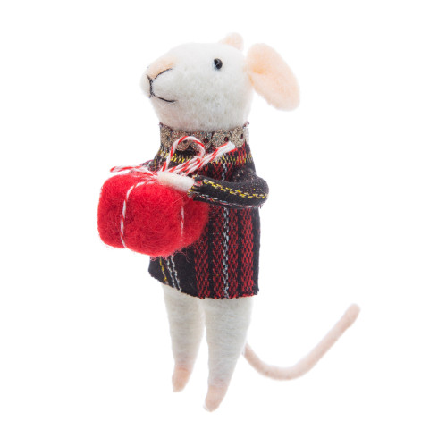 Vianočná dekorácia - myška s darčekom