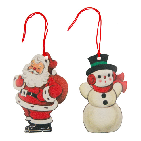 Vianočné menovky na darčeky Santa a snehuliak - sada 10 ks