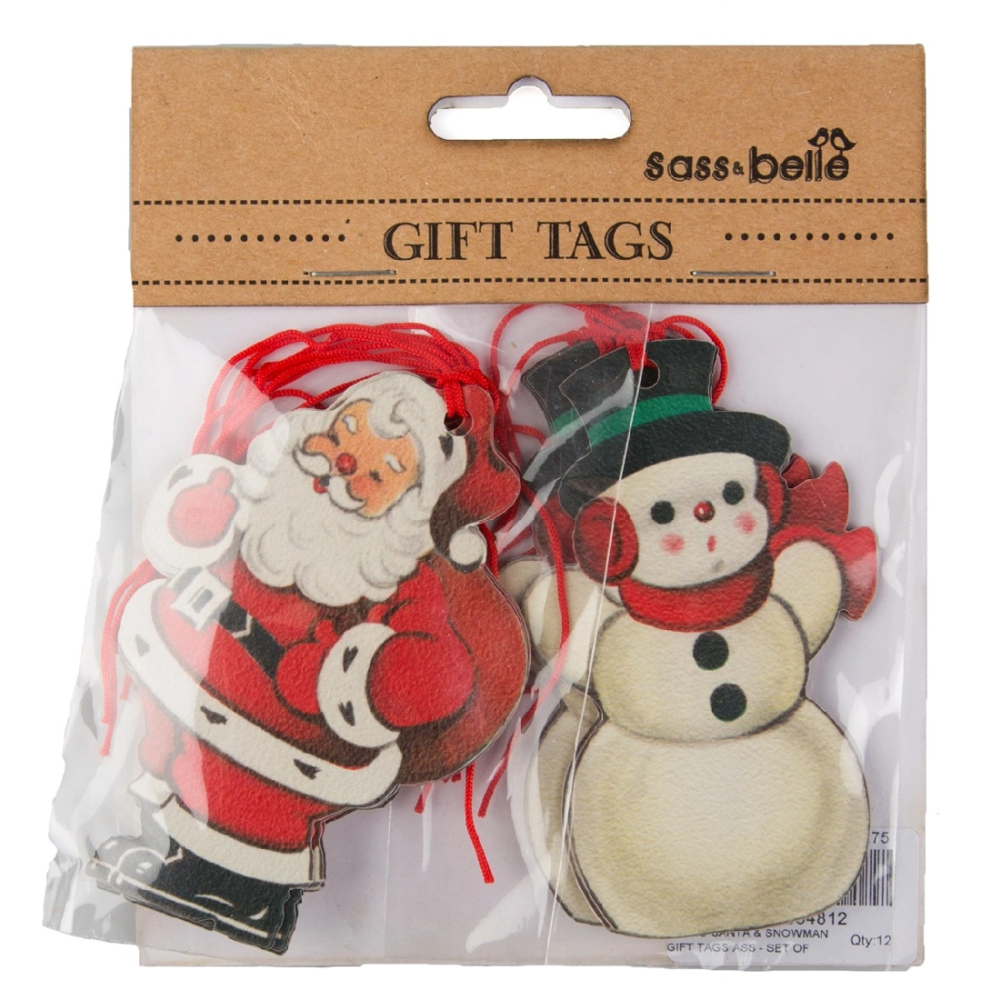 Vianočné menovky na darčeky Santa a snehuliak - sada 10 ks