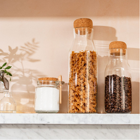 Skleněná dóza na potraviny s korkovým víkem 700ml