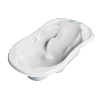 Detská anatomická vanička s profilovaným tvarom a výpusťou Komfort 2v1, sivá