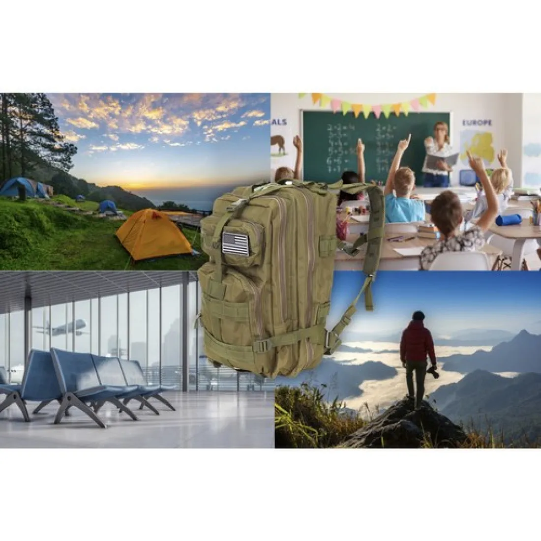 Sportovní turistický vojenský batoh / batoh - zelený