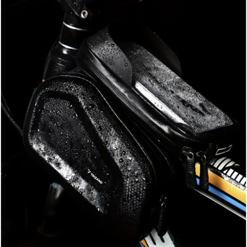 Vodeodolná cyklistická taška s dotykovým puzdrom na mobil, čierna