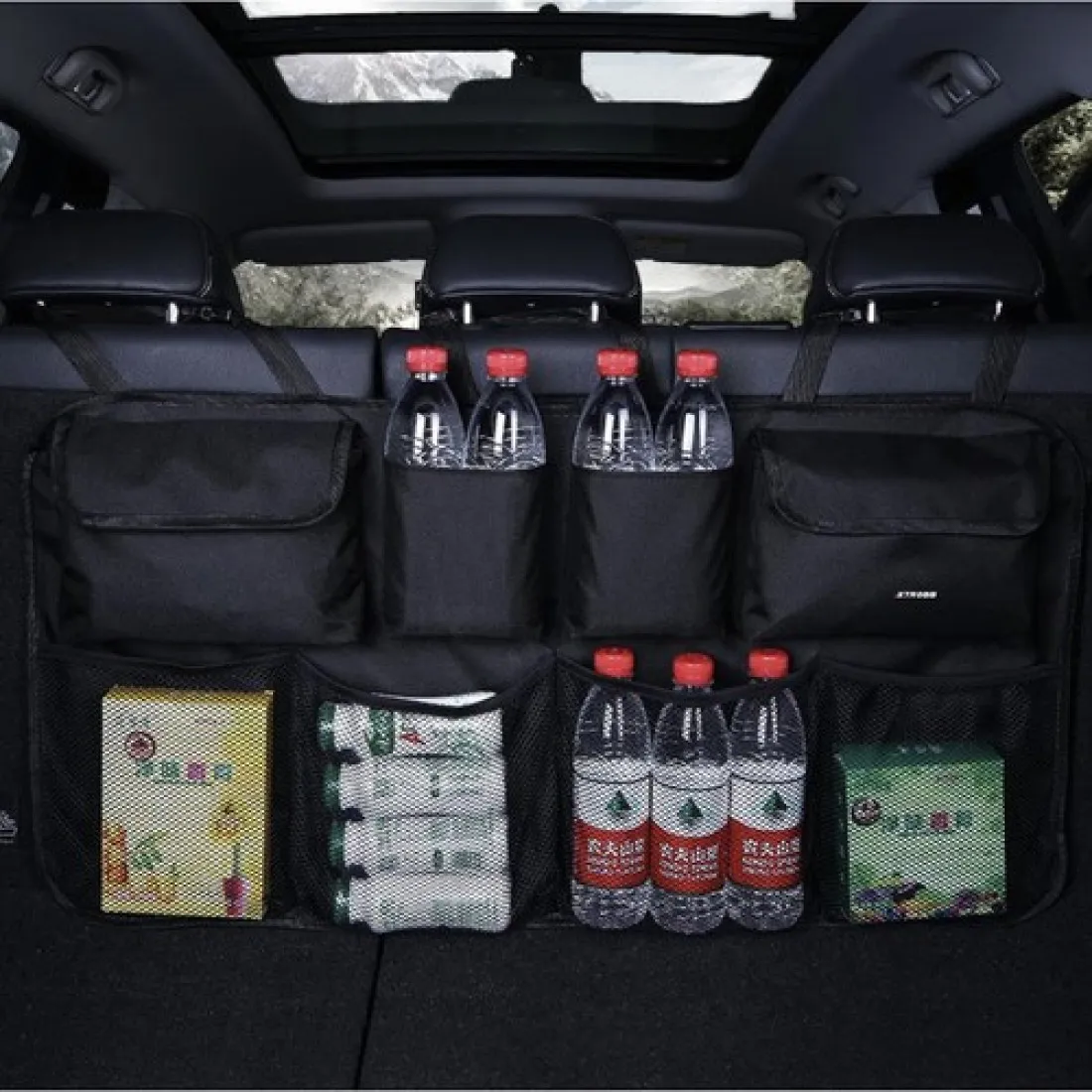 Organizér na autosedačku - černý 8 kapes