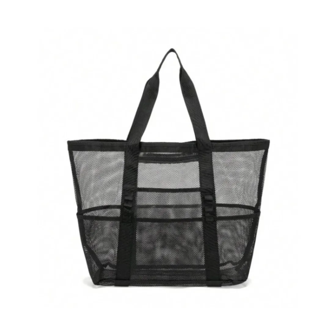 Minimalistická plážová taška ze síťoviny, černá