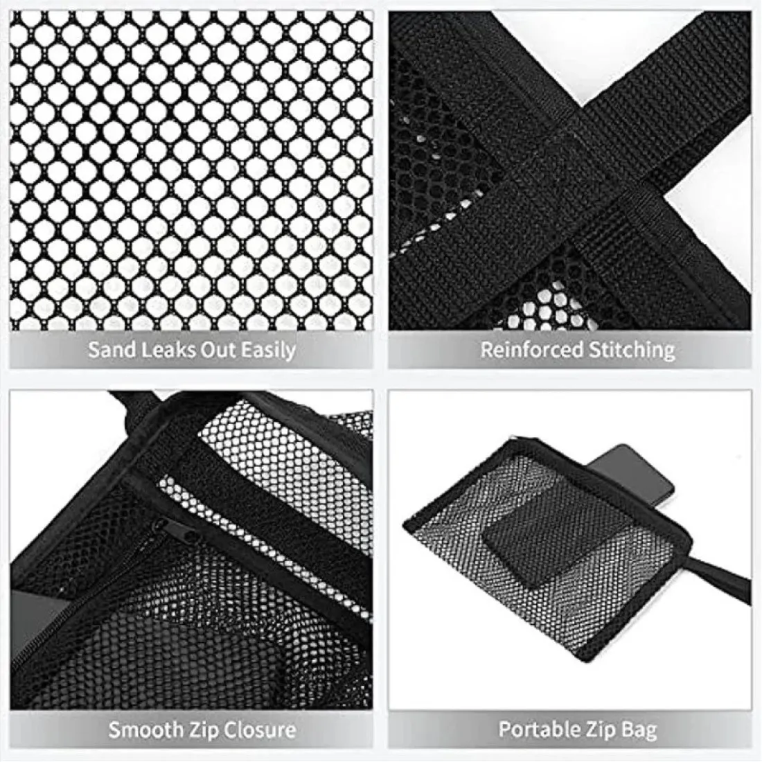 Minimalistická plážová taška ze síťoviny, černá