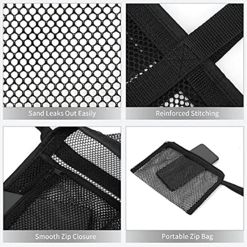 Minimalistická plážová taška zo sieťoviny, čierna