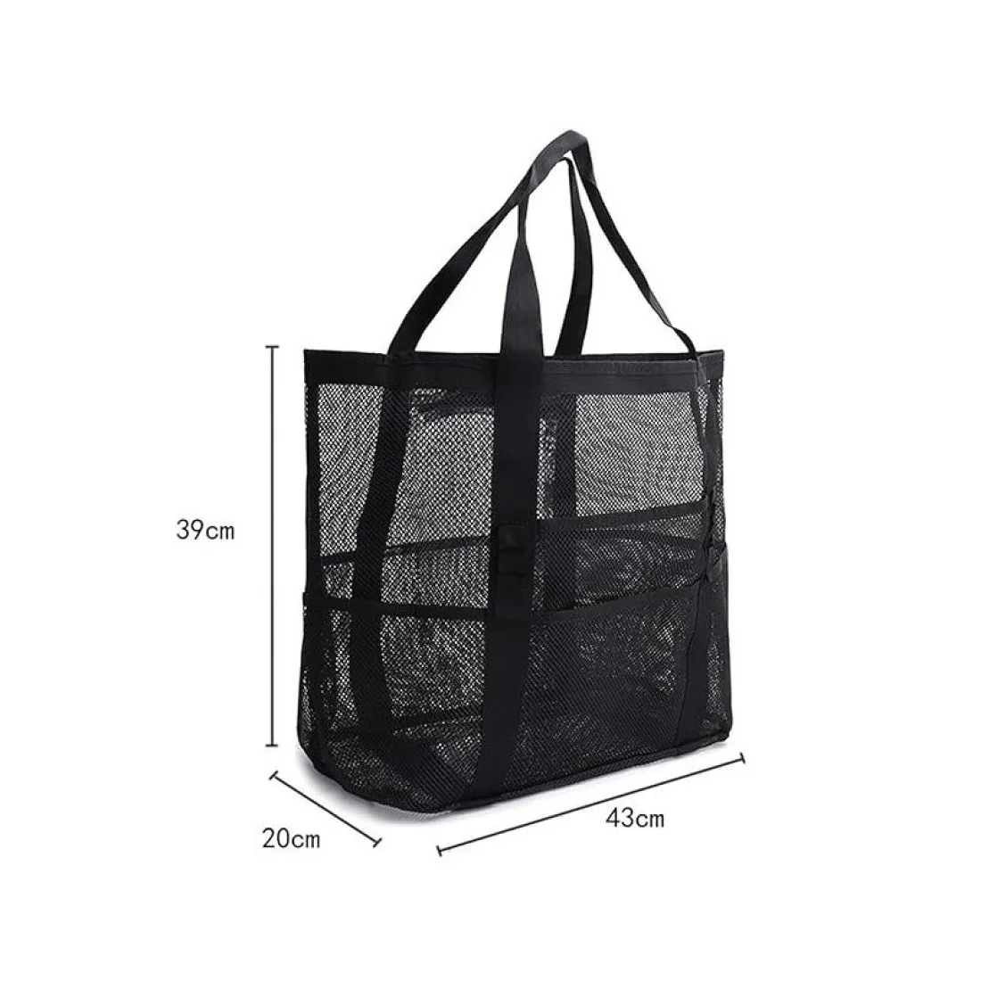 Minimalistická plážová taška ze síťoviny, černá