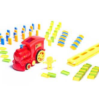 Vláčik stavajúci domino + zvuková signalizácia, červený