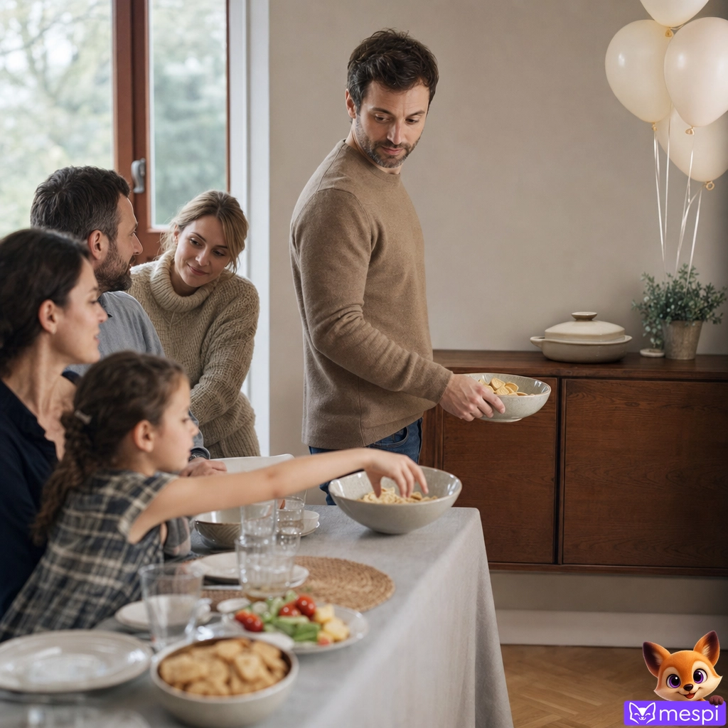 Durante una festa di famiglia, chi ospita lascia chiusa la riserva perché gli invitati continuano a scegliere snack equivalenti già presenti in tavola