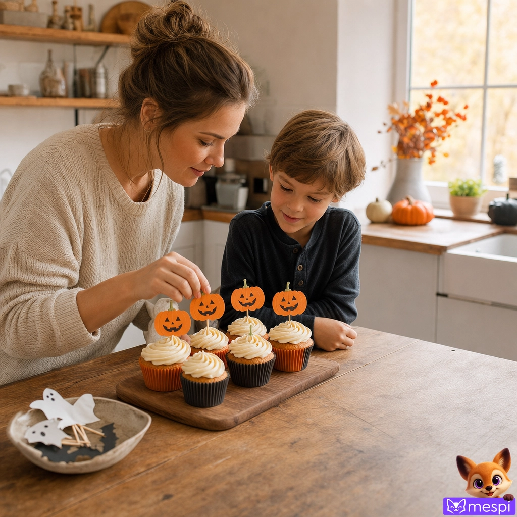 Halloween-cupcake-ek bonyolult díszítés nélkül: kapszlik és beszúrók lépésről lépésre