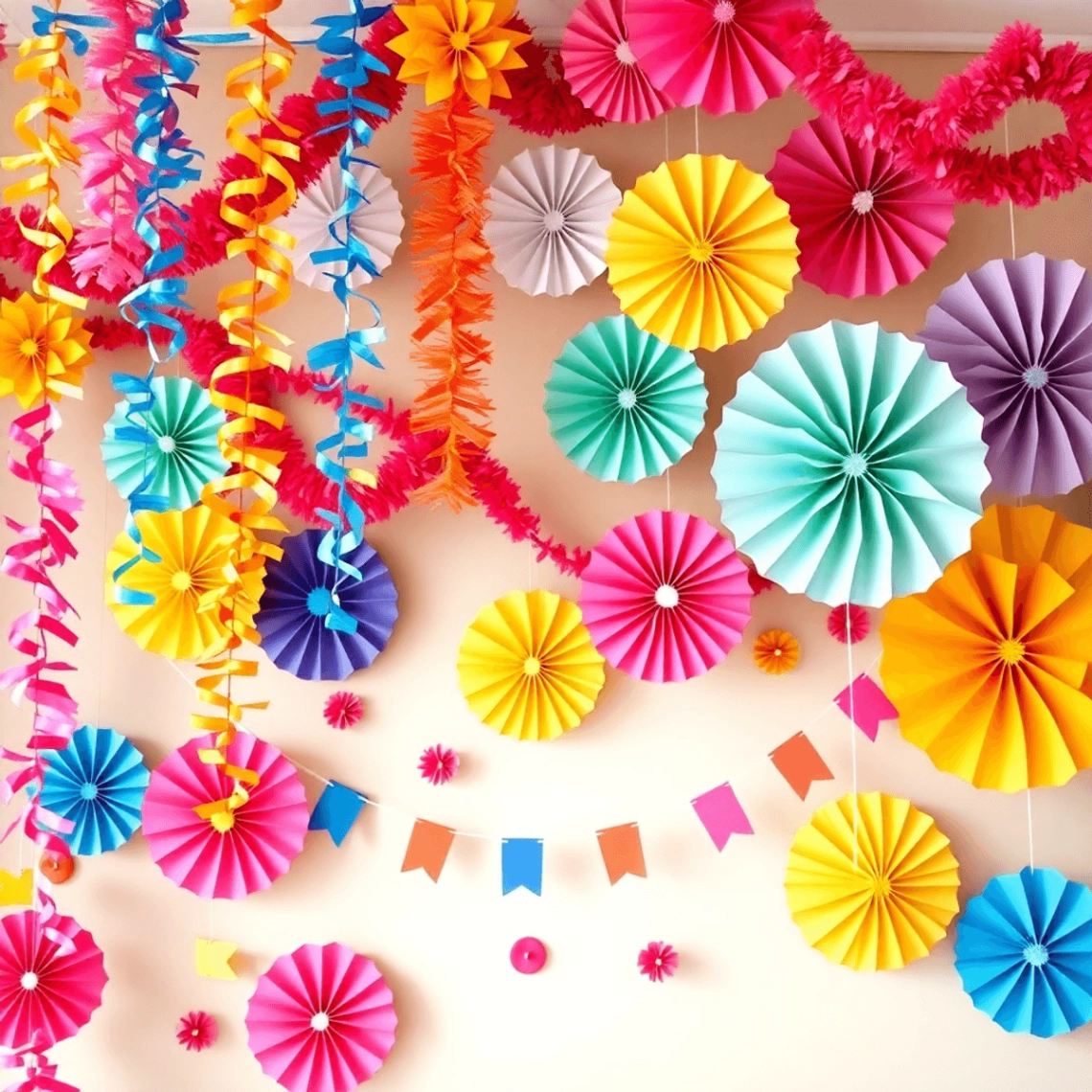 Inspirace na výzdobu stěny: girlandy, rozety a závěsné dekorace