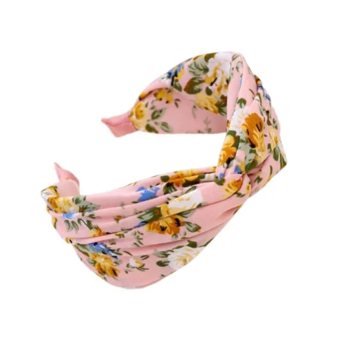 Čelenka do vlasov  - ružová, motív kvetov