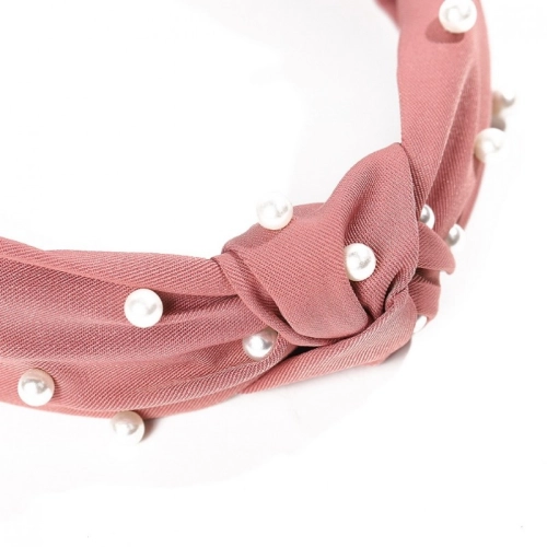 Čelenka s perlami - tmavo ružová