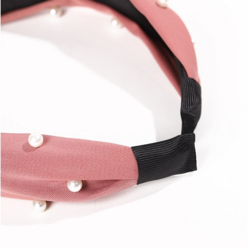 Čelenka s perlami - tmavo ružová